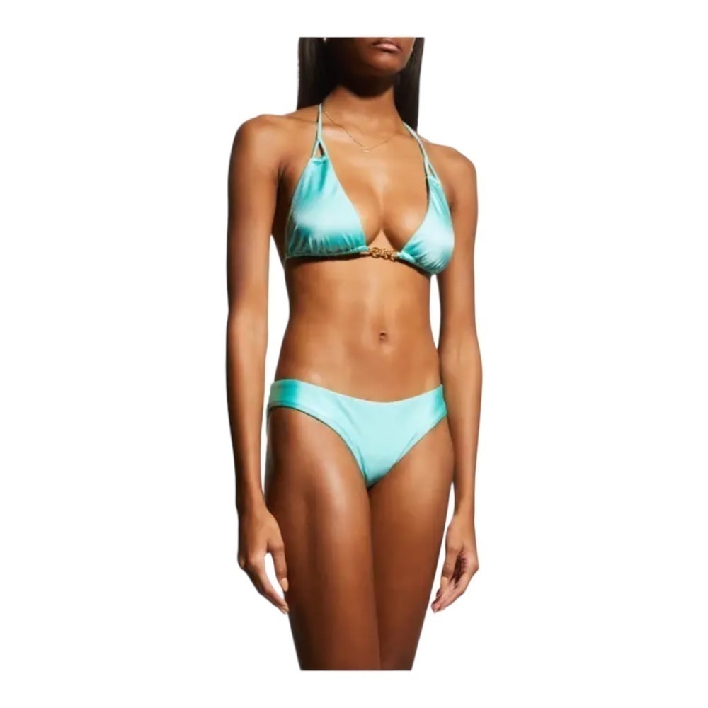 PQ Swim Chain Trim Triangle Bikini Top & Ruched Bikini Bottom NWT